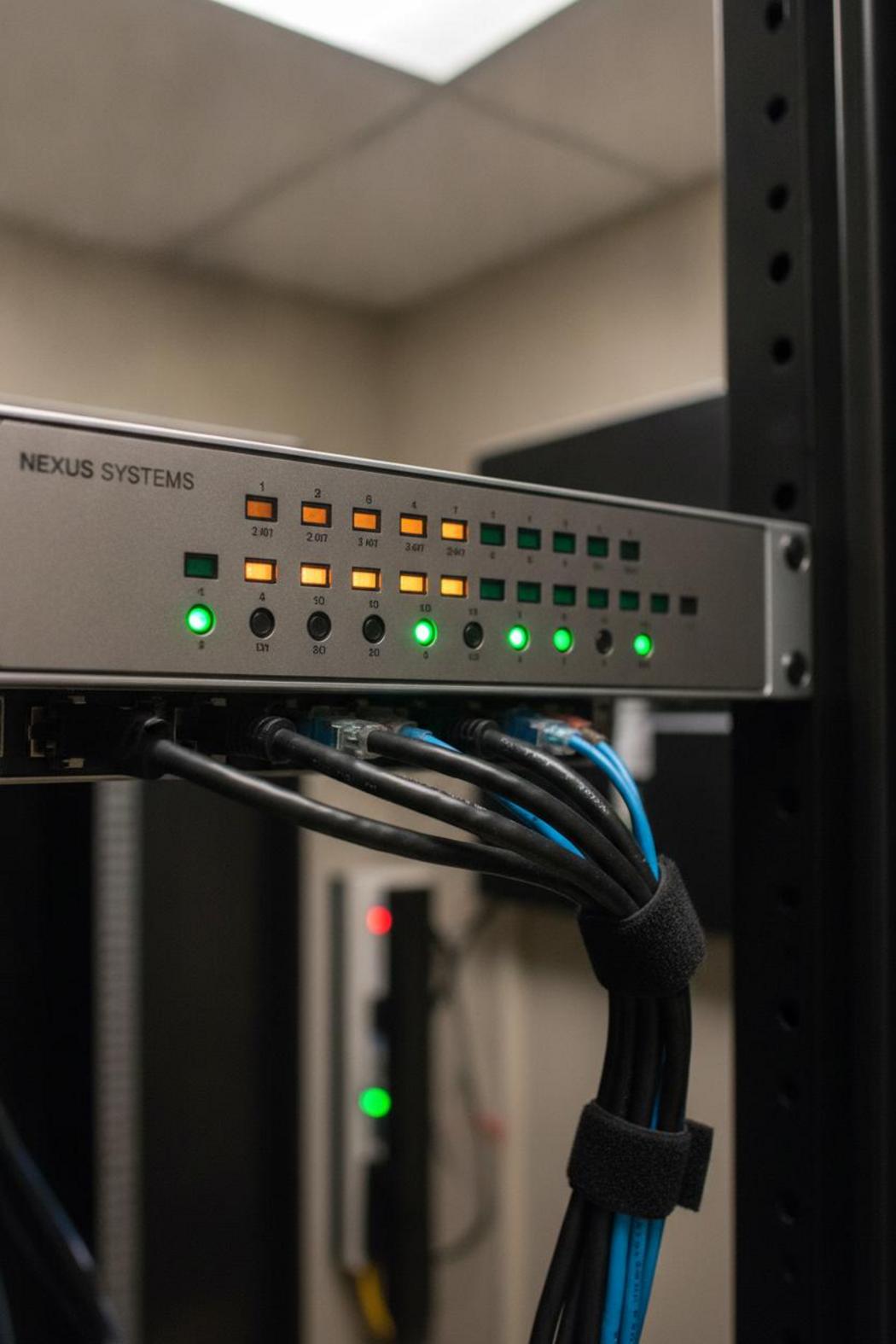 Rack-mounted server with amber and green LEDs supporting autogpt vs crewai autonomous agents tool integration