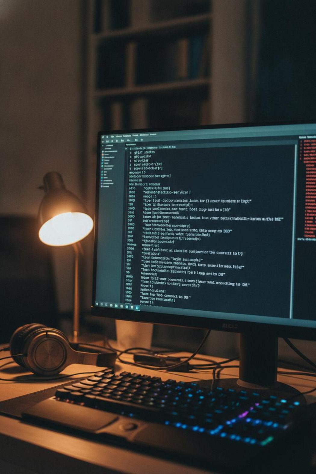 Developer monitor showing terminal logs and structured output in dimly lit home office — langchain vs crewai comparison 2026 debugging