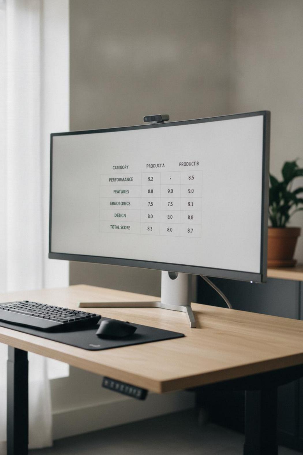 Monitor displaying best AI agent leaderboard 2026 ranked comparison table with scores on standing desk in natural daylight