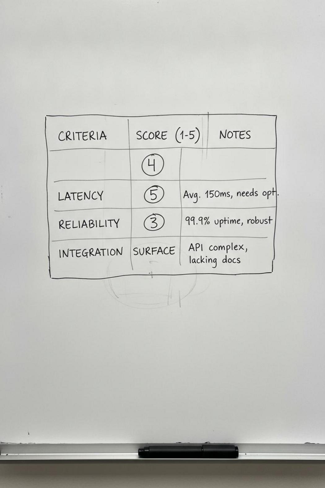 Scoring rubric diagram evaluating best AI agent products released this week by latency, reliability, and integration criteria