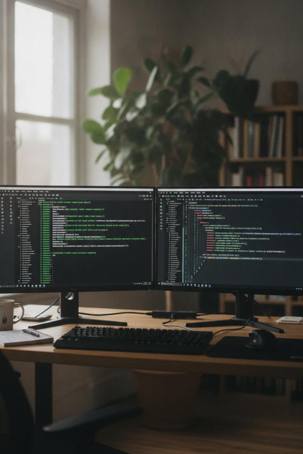 Developer workstation with dual monitors displaying agent orchestration code, among the best AI agent products released this week