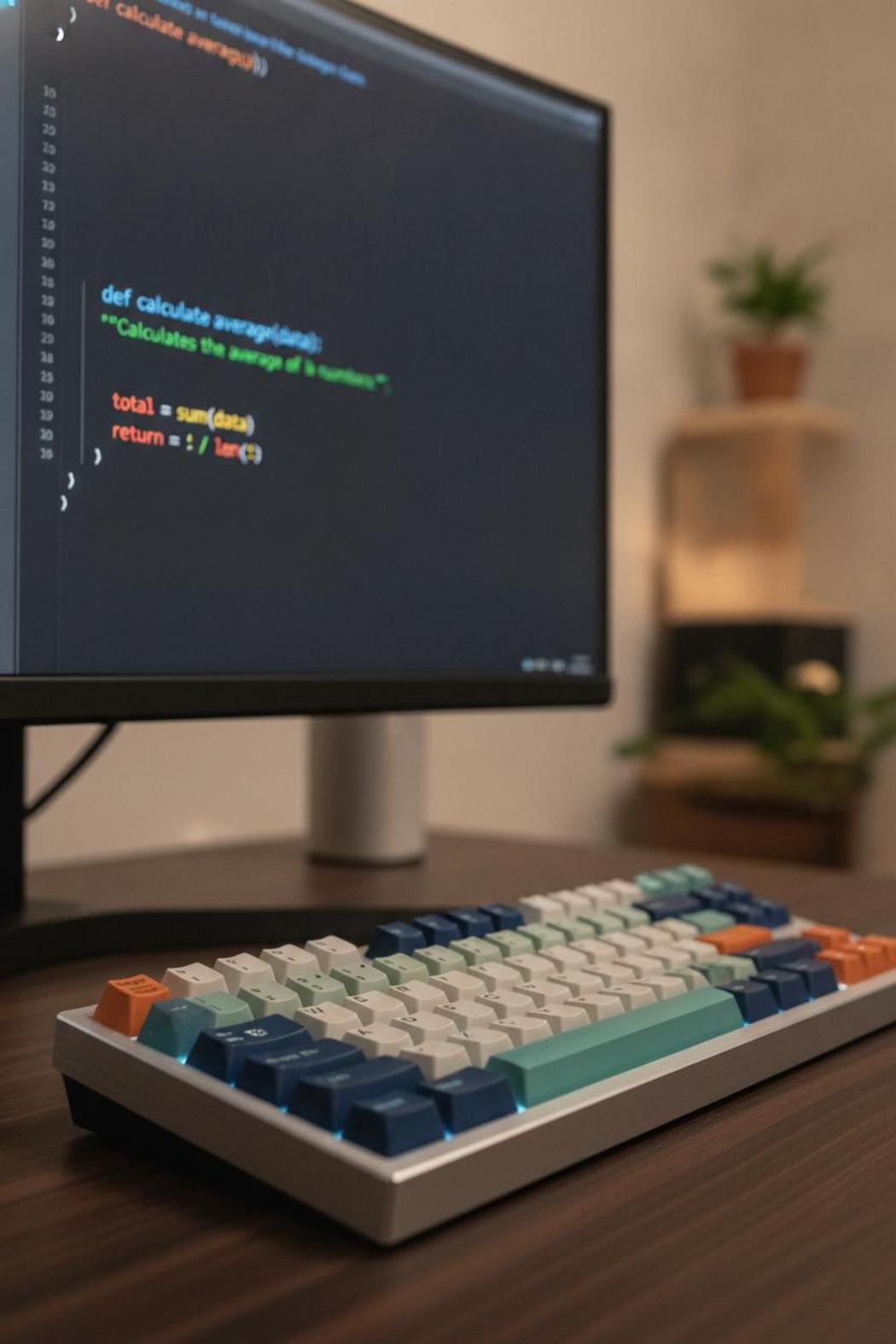 Mechanical keyboard and Python code editor illustrating how to build an AI agent with tool use