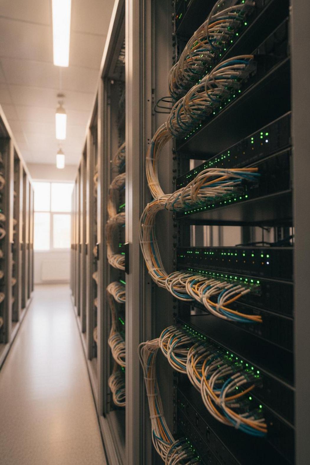 Server rack with active LEDs in data center β infrastructure powering the best AI agent framework for production