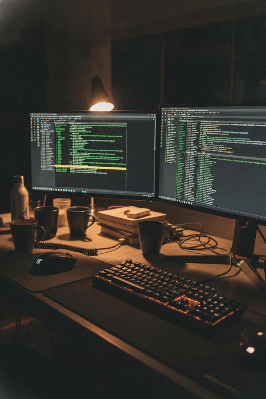 Developer workstation with CI/CD pipeline terminals and JSON logs — agentic AI use cases enterprise 2026